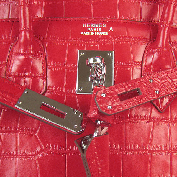 Replica aHermes Birkin 30CM Crocodile Veins Bag Red 6088 On Sale